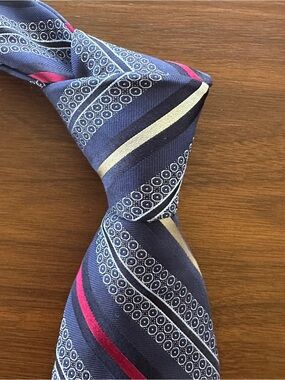 John W. Nordstrom Navy Tie with Red & Gold Stripes